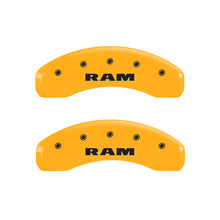 Load image into Gallery viewer, MGP 4 Caliper Covers Engraved Front &amp; Rear RAM Yellow finish black ch Caliper Covers MGP
