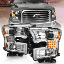 Load image into Gallery viewer, ANZO 15-17 Ford F-150 Proj Headlights w/ Plank Style Design Chrome w/ Amber Sequential Turn Signal Headlights ANZO
