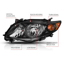 Load image into Gallery viewer, ANZO 2009-2010 Toyota Corolla Crystal Headlight Black Amber Headlights ANZO
