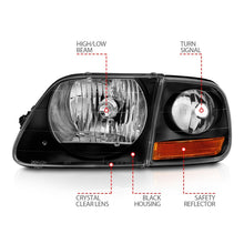 Load image into Gallery viewer, ANZO 1997-2003 Ford F150 Crystal Headlight Black w/ Parking Light Headlights ANZO
