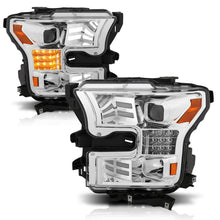 Load image into Gallery viewer, ANZO 15-17 Ford F-150 Proj Headlights w/ Plank Style Design Chrome w/ Amber Sequential Turn Signal Headlights ANZO

