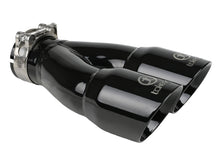 Load image into Gallery viewer, aFe Takeda 2.5in 304 Stainless Steel Clamp-on Exhaust Tip 2.5in Inlet 3in Dual Outlet - Black Tips aFe
