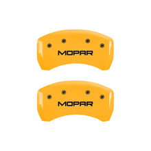 Load image into Gallery viewer, MGP 4 Caliper Covers Engraved Front &amp; Rear MOPAR Yellow finish black ch Caliper Covers MGP

