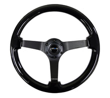Load image into Gallery viewer, NRG Reinforced Steering Wheel (350mm / 3in. Deep) Black w/Black Chrome Solid 3-Spoke Center Steering Wheels NRG
