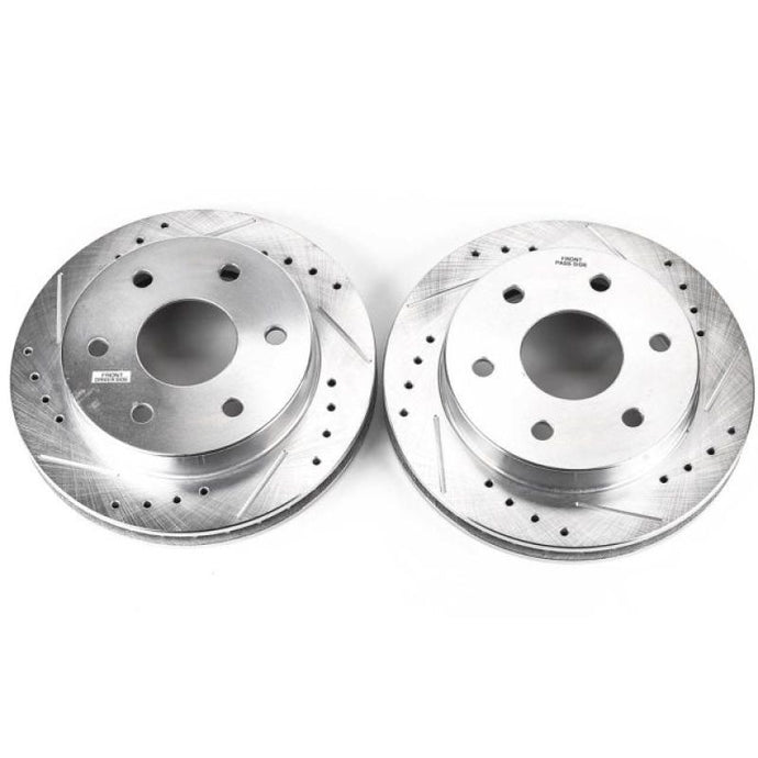 Power Stop 99-00 Cadillac Escalade Front Evolution Drilled & Slotted Rotors - Pair Brake Rotors - Slot & Drilled PowerStop