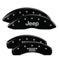 MGP 4 Caliper Covers Engraved F&R 11-18 Jeep Grand Cherokee Black Finish Silver Jeep/Jeep Grill Logo Caliper Covers MGP
