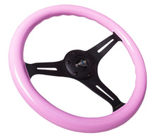 Load image into Gallery viewer, NRG Classic Wood Grain Steering Wheel (350mm) Solid Pink Painted Grip w/Black 3-Spoke Center Steering Wheels NRG
