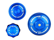 Load image into Gallery viewer, Sinister Diesel 03-07 Ford 6.0L Billet Blue Cap Kit Oil Caps Sinister Diesel
