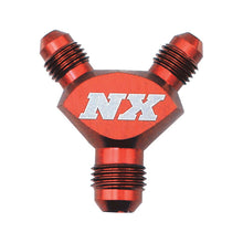 Load image into Gallery viewer, Nitrous Express 8AN x 6AN x 6AN Billet Pure-Flo Y Fitting - Red Fittings Nitrous Express
