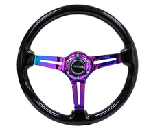 Load image into Gallery viewer, NRG Reinforced Steering Wheel (350mm / 3in. Deep) Blk Wood w/Blk Matte Spoke/Neochrome Center Mark Steering Wheels NRG
