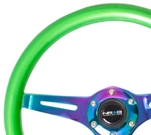 Load image into Gallery viewer, NRG Classic Wood Grain Steering Wheel (350mm) Green Pearl/Flake Paint w/Neochrome 3-Spoke Center Steering Wheels NRG
