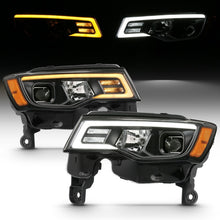 Load image into Gallery viewer, ANZO 2017-2018 Jeep Grand Cherokee Projector Headlights w/ Plank Style Switchback - Chrome w/ Amber Headlights ANZO
