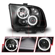 Load image into Gallery viewer, ANZO 2005-2009 Ford Mustang Projector Headlights w/ Halo Black Headlights ANZO
