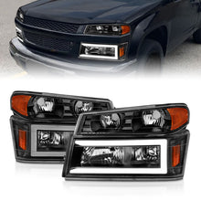 Load image into Gallery viewer, ANZO 04-12 GM Colorado/Canyon/I-Series Crystal Headlights - w/ Light Bar Black Housing 4pcs Headlights ANZO
