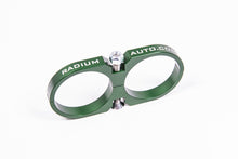 Load image into Gallery viewer, Radium Engineering 2-Piece Fuel Pump Clamp For Bosch 044 - Green W/ Logo Clamps Radium Engineering
