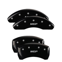 Load image into Gallery viewer, MGP 4 Caliper Covers Engraved Front &amp; Rear Avalanche style/SS Black finish silver ch Caliper Covers MGP

