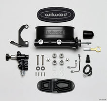 Load image into Gallery viewer, Wilwood HV Tandem M/C Kit w L/H Bracket &amp; Prop Valve - 7/8in Bore Black-W/Push. - Early Mustang Brake Master Cylinder Wilwood
