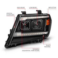 Load image into Gallery viewer, ANZO 09-20 Nissan Frontier Black Projector Plank Style DRL w/ Switchback &amp; Sequential LED DRL Headlights ANZO
