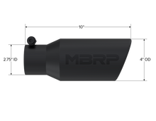 Load image into Gallery viewer, MBRP Universal Angled Rolled End Tip 4in OD / 2-3/4in Inlet / 10in Length - Black Tips MBRP   
