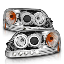 Load image into Gallery viewer, ANZO 1997.5-2003 Ford F-150 Projector Headlights w/ Halo and LED Chrome 1pc Headlights ANZO
