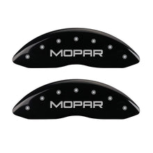 Load image into Gallery viewer, MGP 4 Caliper Covers Engraved Front &amp; Rear MOPAR Black finish silver ch Caliper Covers MGP
