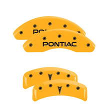 Load image into Gallery viewer, MGP 4 Caliper Covers Engraved Front Pontiac Rear Arrow Yellow Finish Blk Char 1997 Pontiac Firebird Caliper Covers MGP
