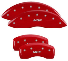 Load image into Gallery viewer, MGP 4 Caliper Covers Engraved Front &amp; Rear MGP Red Finish Silver Characters 2019 Ford Edge Caliper Covers MGP
