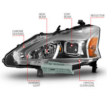 Load image into Gallery viewer, ANZO 13-15 Nissan Altima (w/o Factory HID Bulbs) Projector Headlights - w/ Light Bar Chrome Housing Headlights ANZO
