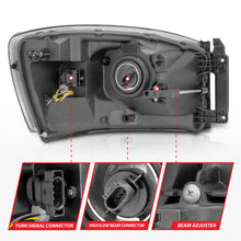 Load image into Gallery viewer, Anzo 06-09 Dodge RAM 1500/2500/3500 Headlights Chrome Housing/Clear Lens (w/ Light Bars) Headlights ANZO
