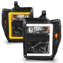 Load image into Gallery viewer, ANZO 08-10 Ford F-250 - F-550 Super Duty Projector Headlights w/ Light Bar Switchback Black Housing Headlights ANZO

