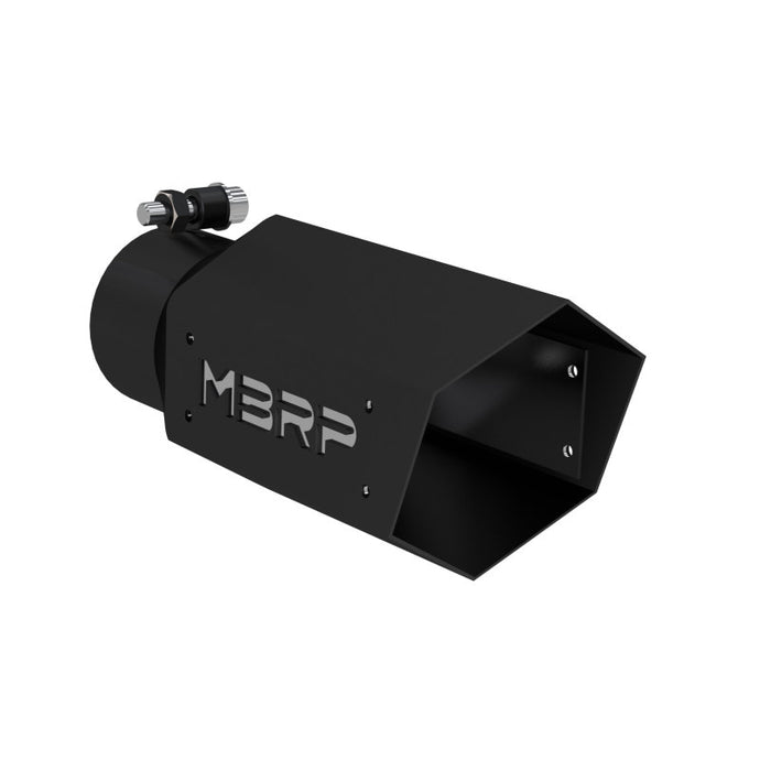 MBRP Universal 4in Hex Tip 3in Inlet 10in Length w/ Logo - Black Coated Tips MBRP   