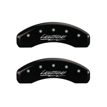 Load image into Gallery viewer, MGP 4 Caliper Covers Engraved Front &amp; Rear Lightning Black finish silver ch Caliper Covers MGP
