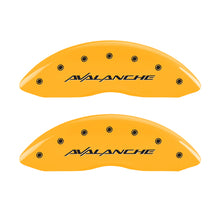 Load image into Gallery viewer, MGP 4 Caliper Covers Engraved Front &amp; Rear Avalanche Yellow Finish Black Char 2001 Chevrolet Tahoe Caliper Covers MGP
