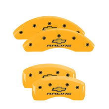 Load image into Gallery viewer, MGP 4 Caliper Covers Engraved Front &amp; Rear Impala Yellow finish black ch Caliper Covers MGP
