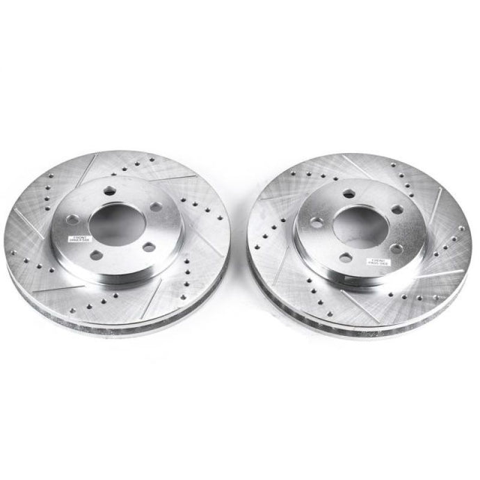Power Stop 05-10 Ford Mustang Front Evolution Drilled & Slotted Rotors - Pair Brake Rotors - Slot & Drilled PowerStop