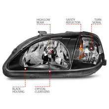 Load image into Gallery viewer, ANZO 1999-2000 Honda Civic Crystal Headlights Black Headlights ANZO
