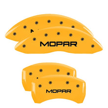 Load image into Gallery viewer, MGP 4 Caliper Covers Engraved F &amp; R Chrysler Wing Yellow Finish Black Char 2005 Chrysler Crossfire Caliper Covers MGP
