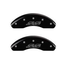Load image into Gallery viewer, MGP 4 Caliper Covers Engraved Front &amp; Rear Impala style/SS Black finish silver ch Caliper Covers MGP
