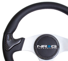 Load image into Gallery viewer, NRG Carbon Fiber Steering Wheel (350mm) Silver Frame Blk Stitching w/Rubber Cover Horn Button Steering Wheels NRG
