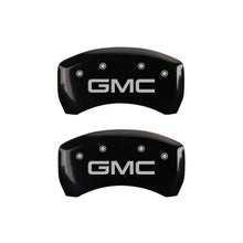Load image into Gallery viewer, MGP 4 Caliper Covers Engraved Front &amp; Rear GMC Black finish silver ch Caliper Covers MGP
