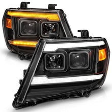 Load image into Gallery viewer, ANZO 09-20 Nissan Frontier Black Projector Plank Style DRL w/ Switchback &amp; Sequential LED DRL Headlights ANZO
