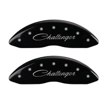 Load image into Gallery viewer, MGP 4 Caliper Covers Engraved Front &amp; Rear Cursive/Challenger Black finish silver ch Caliper Covers MGP
