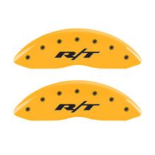 Load image into Gallery viewer, MGP 4 Caliper Covers Engraved Front &amp; Rear RT1-Truck Yellow finish black ch Caliper Covers MGP
