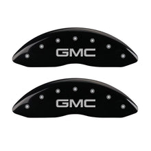 Load image into Gallery viewer, MGP Front set 2 Caliper Covers Engraved Front GMC Black finish silver ch Caliper Covers MGP

