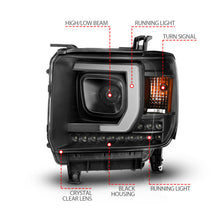 Load image into Gallery viewer, ANZO 2014-2015 Gmc Sierra 1500HD Projector Plank Style Headlight Black W/ Drl Headlights ANZO
