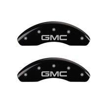 Load image into Gallery viewer, MGP 4 Caliper Covers Engraved Front &amp; Rear GMC Black finish silver ch Caliper Covers MGP
