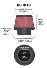 Load image into Gallery viewer, K&amp;N Universal Rubber Filter Round Tapered 4.5in Flange ID x 5.875 Base OD x 5in Top OD x 3.25in H Air Filters - Universal Fit K&amp;N Engineering   
