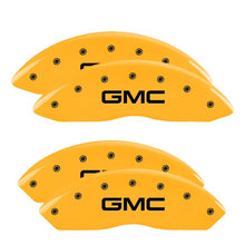 Load image into Gallery viewer, MGP 4 Caliper Covers Engraved Front &amp; Rear GMC Yellow Finish Black Char 2016 GMC Savana 3500 Caliper Covers MGP
