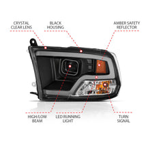 Load image into Gallery viewer, ANZO 09-18 Dodge Ram 1500 Plank Style Projector Headlights Black w/ Halo Headlights ANZO
