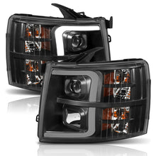 Load image into Gallery viewer, ANZO 07-13 Chevrolet Silverado 1500 Plank Style Projector Headlights Black w/ Amber Headlights ANZO
